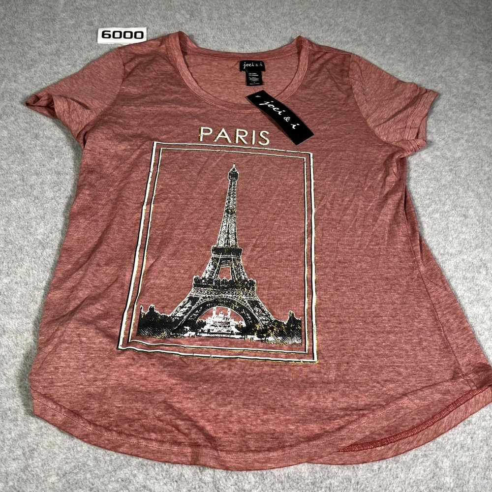 Joei & i T Shirt Womens Medium Dark Pink Paris Eiffel Tower Graphic Print Cotton